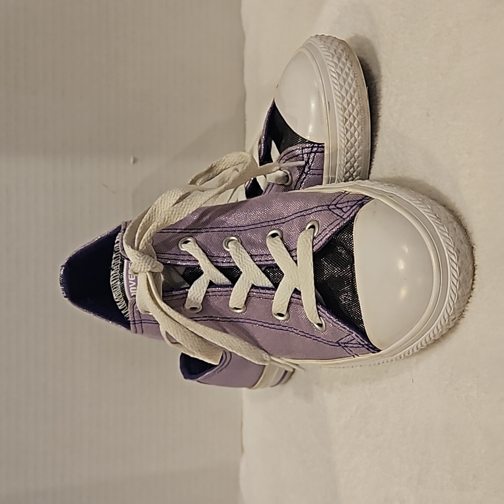 Converse | Junior All Star Purples Metallic Sparkle Low-Top Lace-Up Sneakers  4